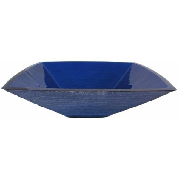 Novatto TIS-286B FRESCO Dark Blue Square Frosted Glass Vessel Sink  18.25 Inches Wide  Blue, Novatto, Mfr#: TIS-286B